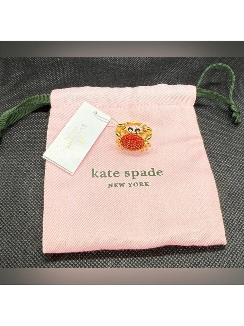 Kate Spade Shore Thing Pave Crab Ring with Dust Bag/NWT